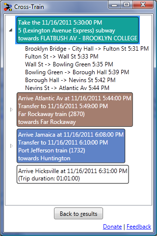 LIRR-subway result details in Cross-Train