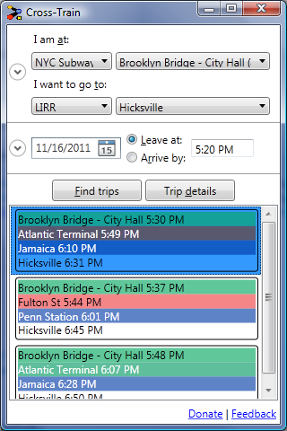 LIRR-subway search results in Cross-Train